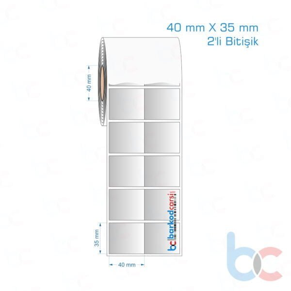 40x35 mm 2'li Bitişik Silvermat Etiket (Fiyatı)