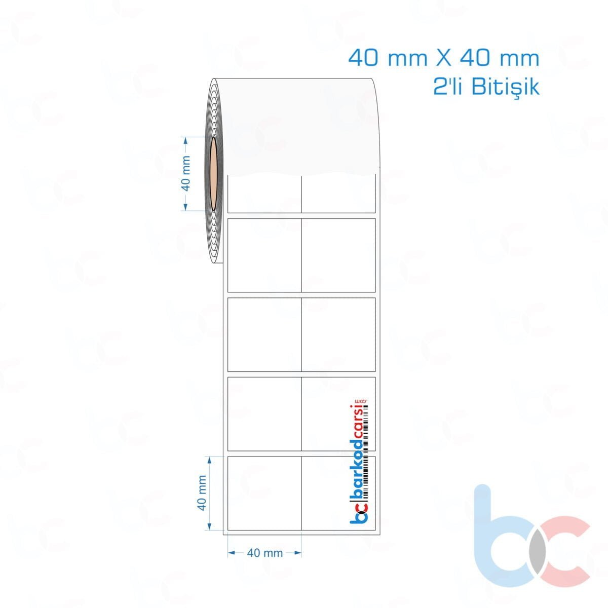 40X40 Mm 2'Li Bitişik Hazır Rulo Pp Opak, Mat, Fastyre Etiketler 40X40 Mm 2'Li Bitişik Opak / Mat Pp, Fastyre Etiket (Fiyatları)