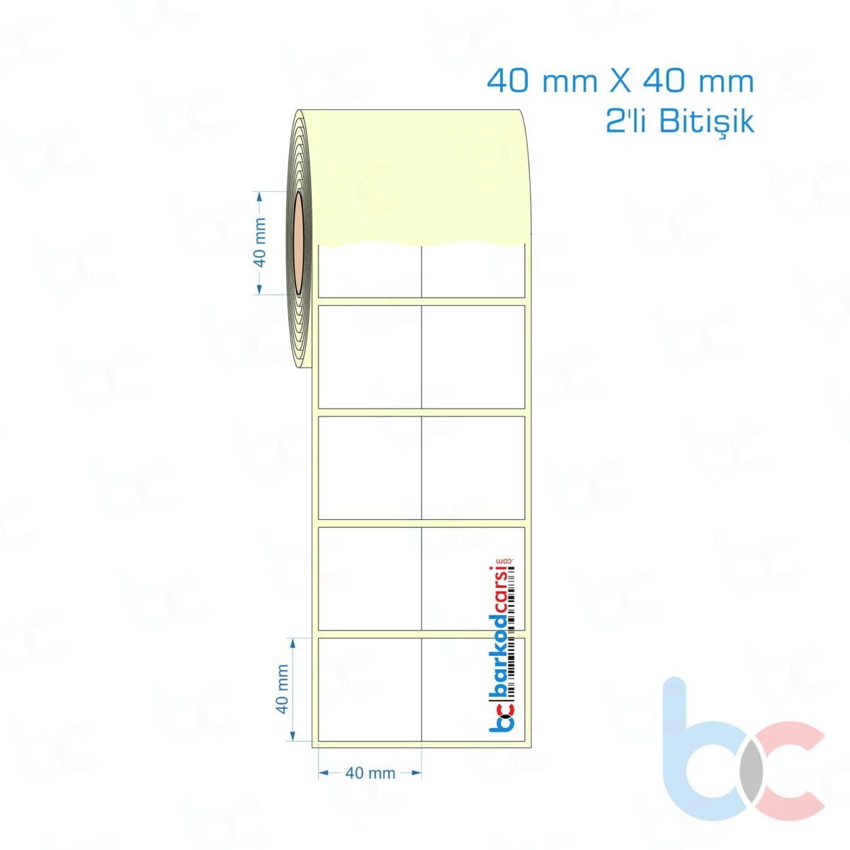40X40 Mm 2'Li Bitişik Etiket (Kuşe, Vellum, Eko / Lamine Termal) Fiyatları