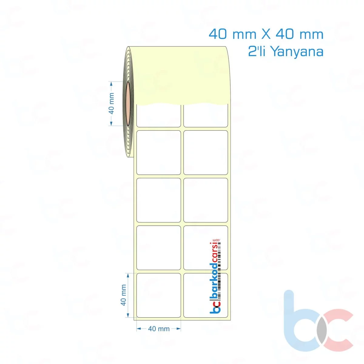 40X40 Mm 2'Li Yanyana Etiket (Kuşe, Vellum, Eko / Lamine Termal) Fiyatları