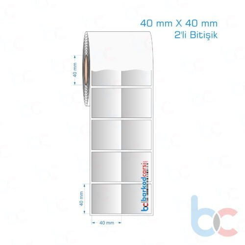 40x40 mm 2'li Bitişik Silvermat Etiket (Fiyatı)