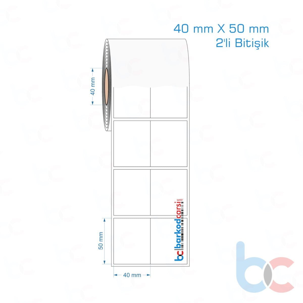 40X50 Mm 2'Li Bitişik Hazır Rulo Pp Opak, Mat, Fastyre Etiketler 40X50 Mm 2'Li Bitişik Opak / Mat Pp, Fastyre Etiket (Fiyatları)