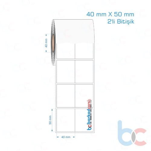 40x50 mm 2'li Bitişik Opak / Mat PP, Fastyre Etiket (Fiyatları)