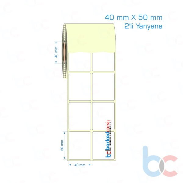 40x50 mm 2'li Yanyana Etiket (Kuşe, Vellum, Eko / Lamine Termal) Fiyatları