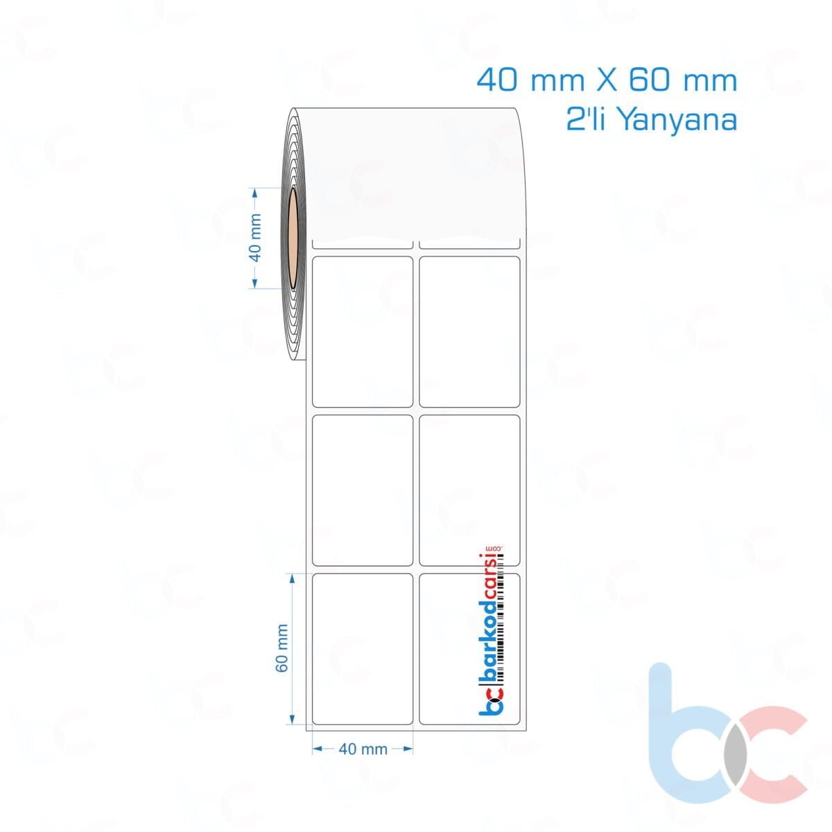 40X60 Mm 2'Li Yanyana Hazır Rulo Pp Opak, Mat, Fastyre Etiketler 40X60 Mm 2'Li Yanyana Opak / Mat Pp, Fastyre Etiket (Fiyatları)