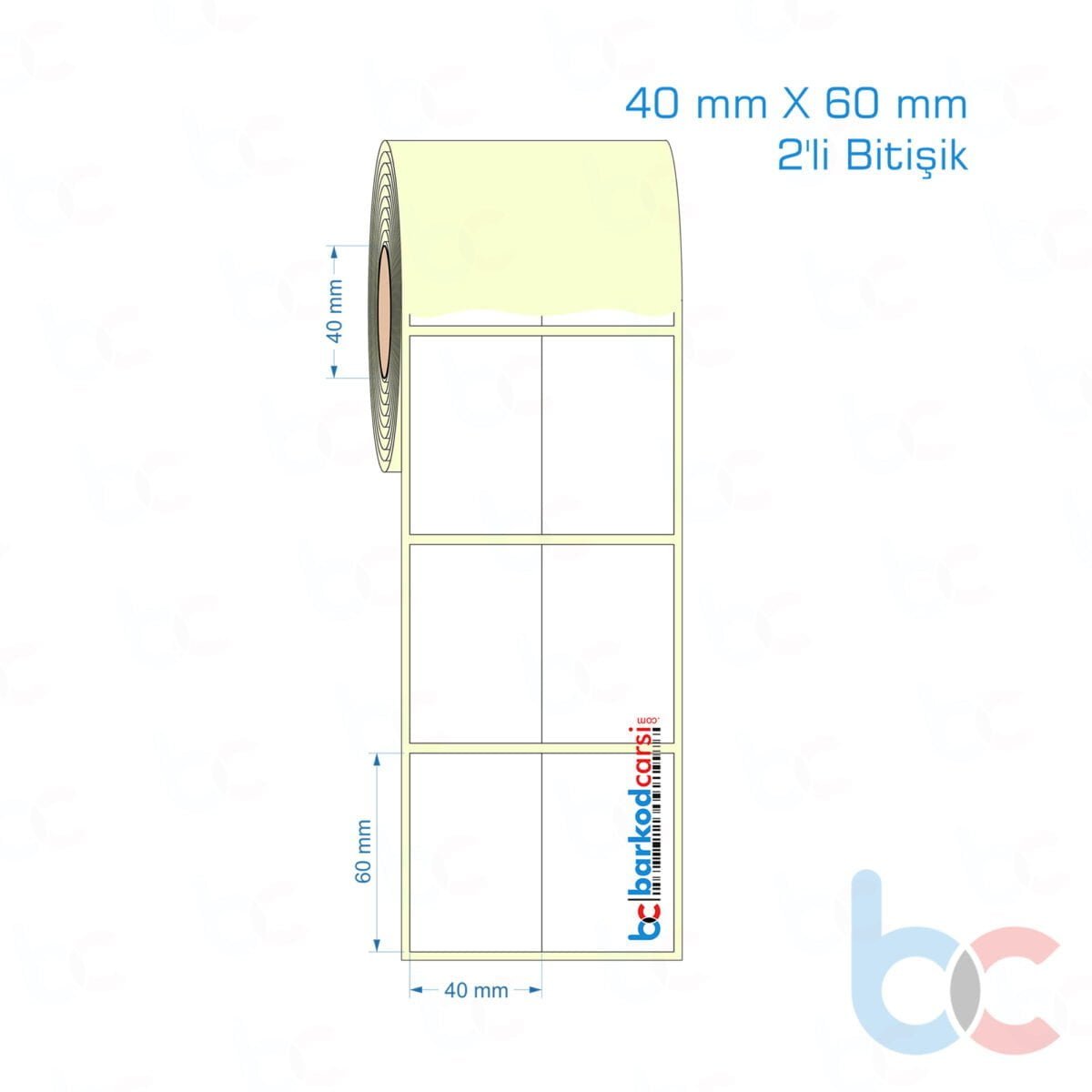 40X60 Mm 2'Li Bitişik Etiket (Kuşe, Vellum, Eko / Lamine Termal) Fiyatları