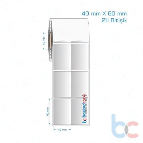 40x60 mm 2'li Bitişik Silvermat Etiket (Fiyatı)