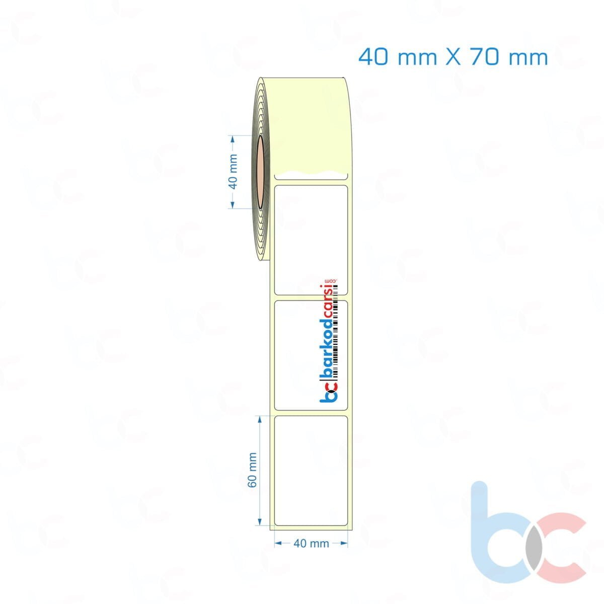 40X70 Mm Hazır Rulo Barkod Etiketi (Yapışkanlı) Kuşe / Vellum / Termal Etiket Fiyatı 40X70 Mm Etiket (Kuşe, Vellum, Eko / Lamine Termal) Fiyatları