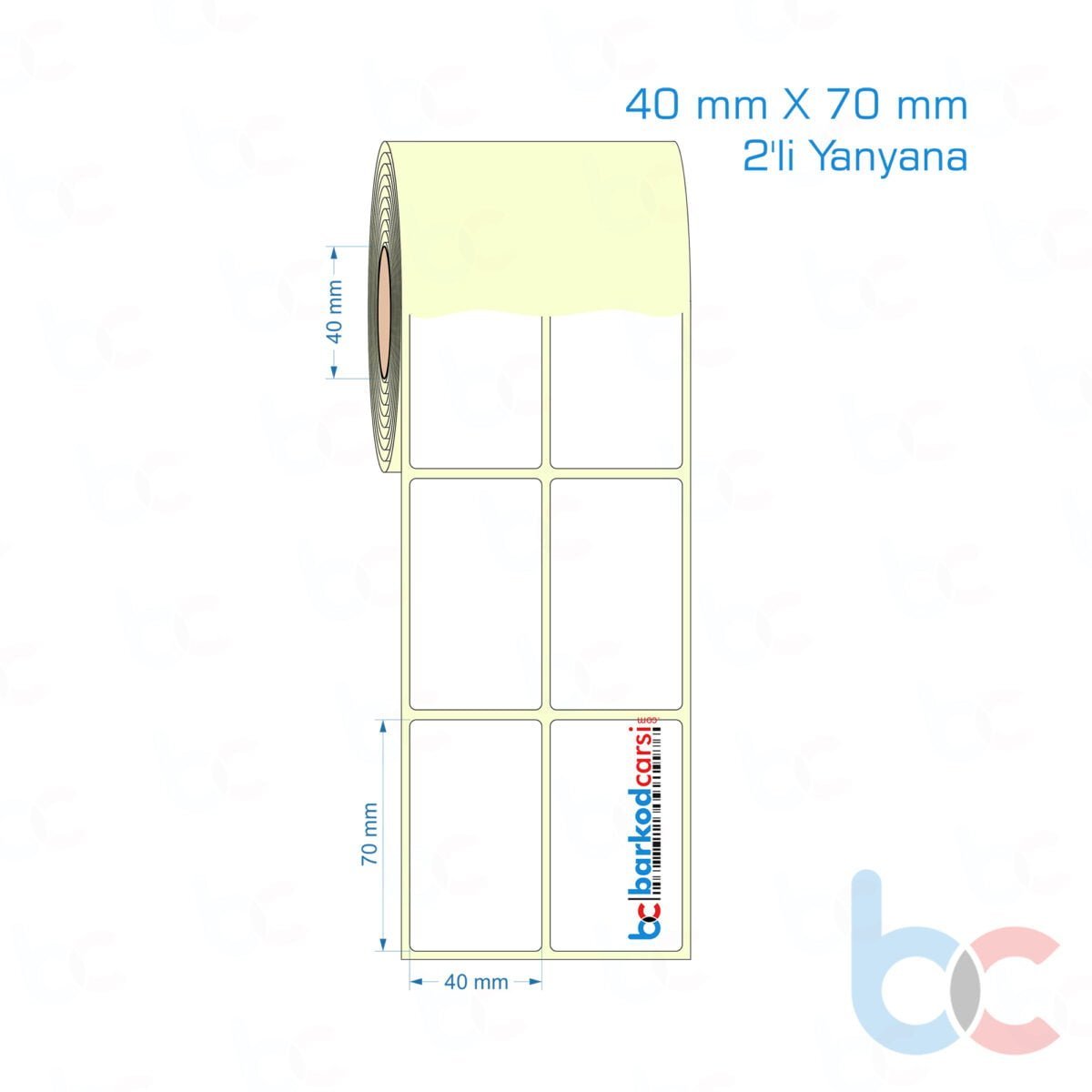 40X70 Mm 2'Li Yanyana Etiket (Kuşe, Vellum, Eko / Lamine Termal) Fiyatları