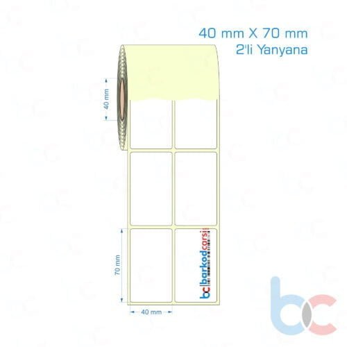 40x70 mm 2'li Yanyana Etiket (Kuşe, Vellum, Eko / Lamine Termal) Fiyatları
