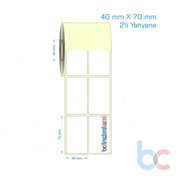 40x70 mm 2'li Yanyana Etiket (Kuşe, Vellum, Eko / Lamine Termal) Fiyatları