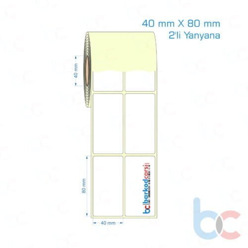 40x80 mm 2'li Yanyana Etiket (Kuşe, Vellum, Eko / Lamine Termal) Fiyatları