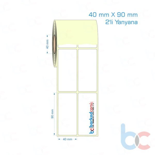 40x90 mm 2'li Yanyana Etiket (Kuşe, Vellum, Eko / Lamine Termal) Fiyatları