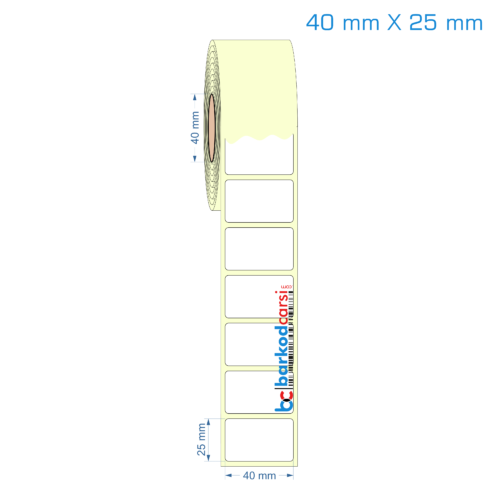 40x25 mm Etiket (Kuşe, Vellum, Eko / Lamine Termal) Fiyatları
