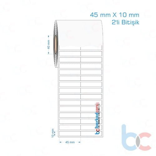 45x10 mm 2'li Bitişik Opak / Mat PP, Fastyre Etiket (Fiyatları)