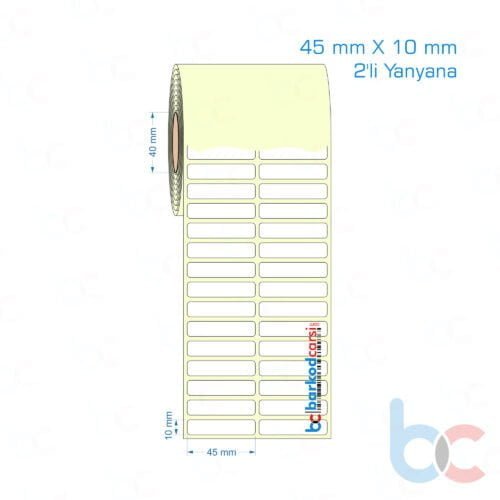 45x10 mm 2'li Yanyana Etiket (Kuşe, Vellum, Eko / Lamine Termal) Fiyatları