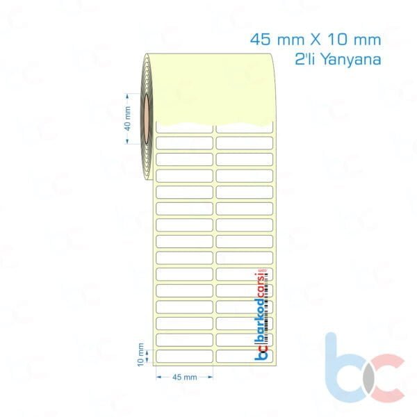 45x10 mm 2'li Yanyana Etiket (Kuşe, Vellum, Eko / Lamine Termal) Fiyatları