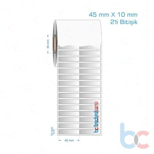 45x10 mm 2'li Bitişik Silvermat Etiket (Fiyatı)