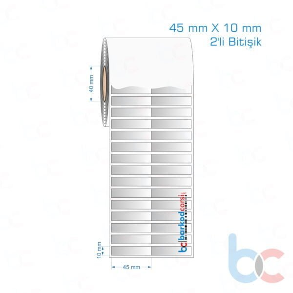 45x10 mm 2'li Bitişik Silvermat Etiket (Fiyatı)