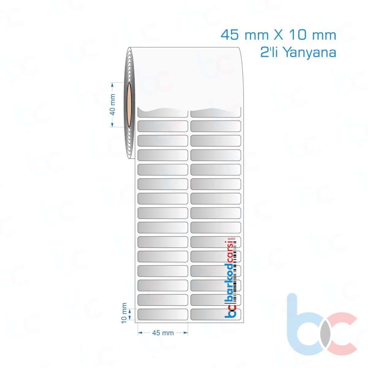 45X10 Mm 2'Li Yanyana Hazır Rulo Gri Alüminyum Renkli Silvermat Etiket 45X10 Mm 2'Li Yanyana Silvermat Etiket (Fiyatı)