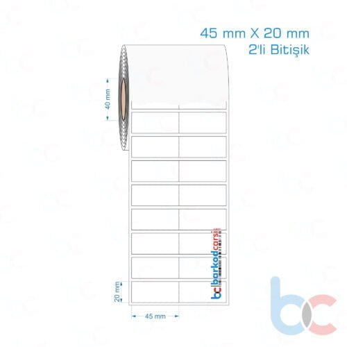 45x20 mm 2'li Bitişik Opak / Mat PP, Fastyre Etiket (Fiyatları)