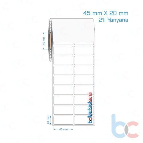 45x20 mm 2'li Yanyana Opak / Mat PP, Fastyre Etiket (Fiyatları)