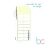 45x20 mm 2'li Bitişik Etiket (Kuşe, Vellum, Eko / Lamine Termal) Fiyatları