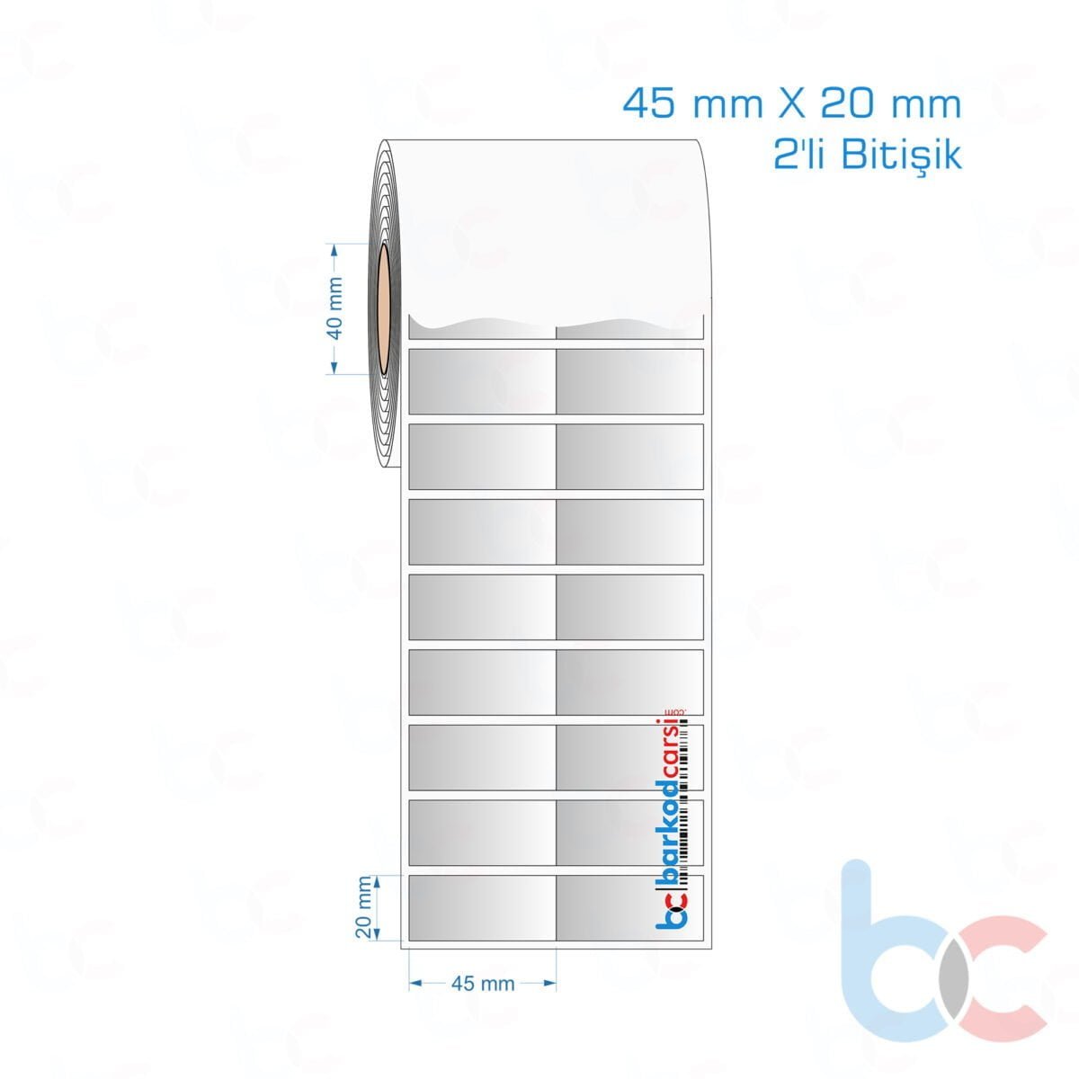 45X20 Mm 2'Li Bitişik Silvermat Etiket (Fiyatı)