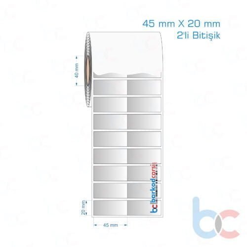 45x20 mm 2'li Bitişik Silvermat Etiket (Fiyatı)