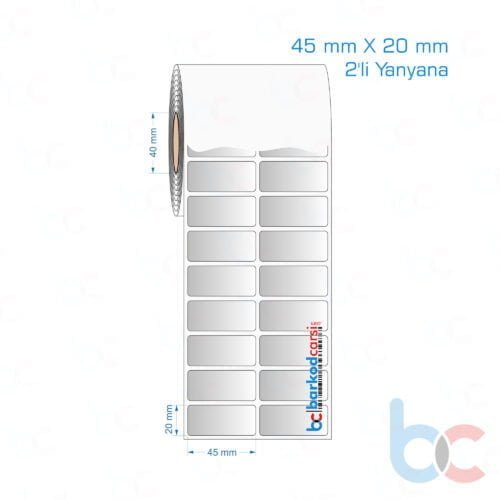 45x20 mm 2'li Yanyana Silvermat Etiket (Fiyatı)