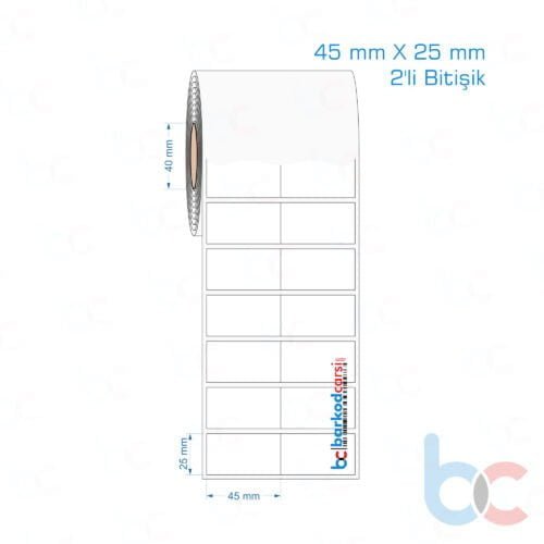 45x25 mm 2'li Bitişik Opak / Mat PP, Fastyre Etiket (Fiyatları)