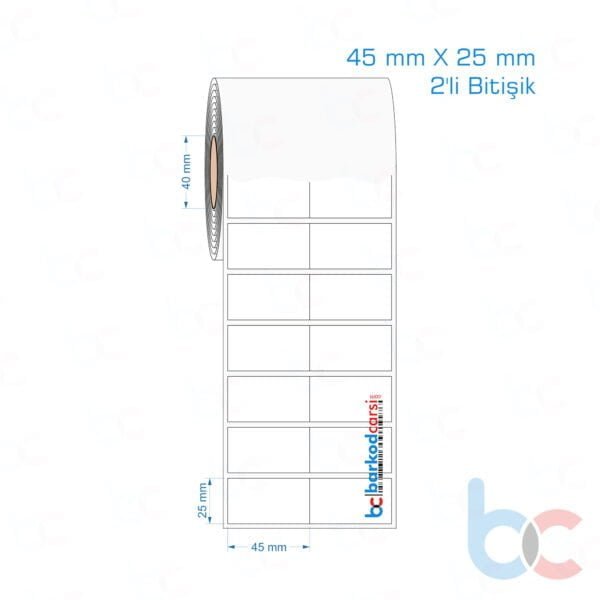 45x25 mm 2'li Bitişik Opak / Mat PP, Fastyre Etiket (Fiyatları)