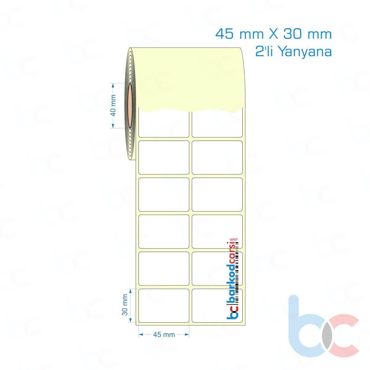45X30 Mm 2'Li Yanyana Hazır Rulo Barkod Etiketi (Yapışkanlı) Kuşe / Vellum / Termal Etiket Fiyatı 45X30 Mm 2'Li Yanyana Etiket (Kuşe, Vellum, Eko / Lamine Termal) Fiyatları