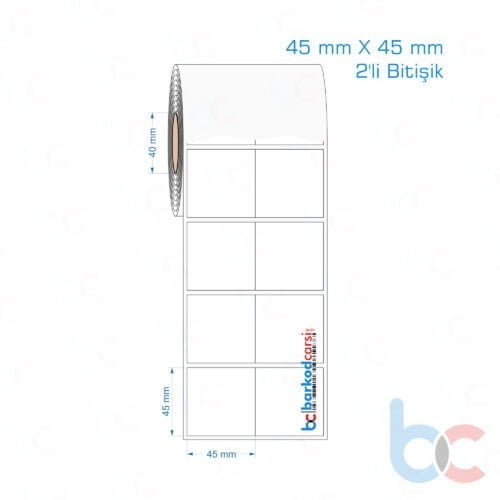 45x45 mm 2'li Bitişik Opak / Mat PP, Fastyre Etiket (Fiyatları)