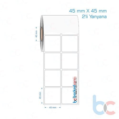 45x45 mm 2'li Yanyana Opak / Mat PP, Fastyre Etiket (Fiyatları)