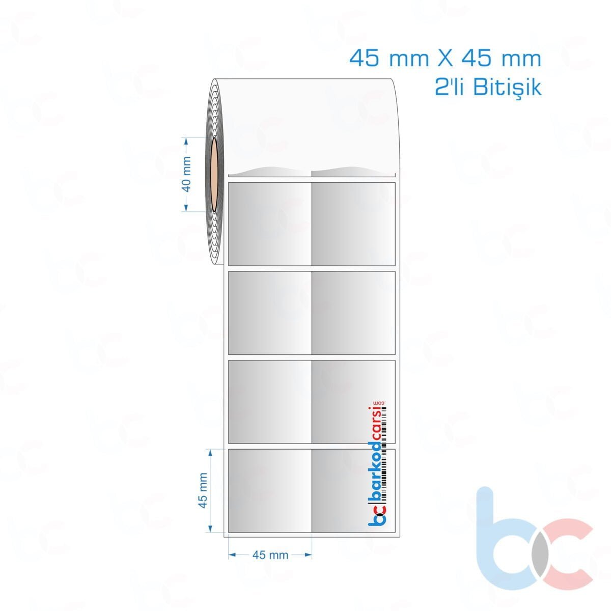 45X45 Mm 2'Li Bitişik Silvermat Etiket (Fiyatı)