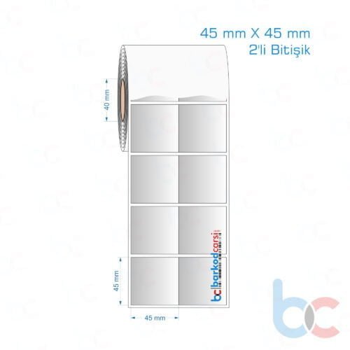 45x45 mm 2'li Bitişik Silvermat Etiket (Fiyatı)