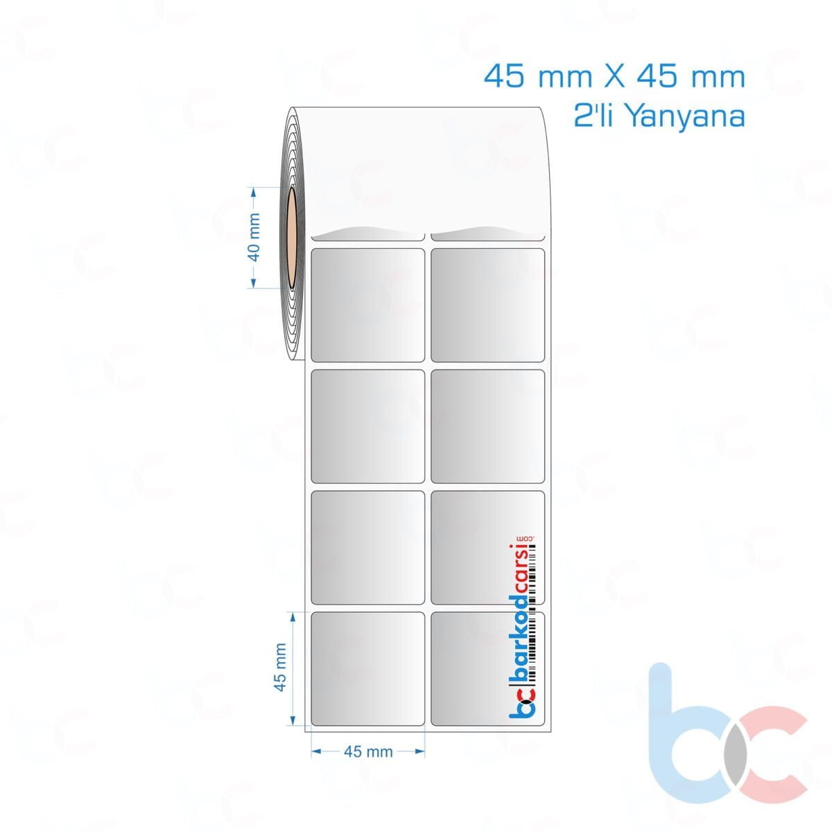 45X45 Mm 2'Li Yanyana Hazır Rulo Gri Alüminyum Renkli Silvermat Etiket 45X45 Mm 2'Li Yanyana Silvermat Etiket (Fiyatı)