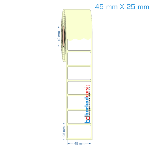 45x25 mm Etiket (Kuşe, Vellum, Eko / Lamine Termal) Fiyatları