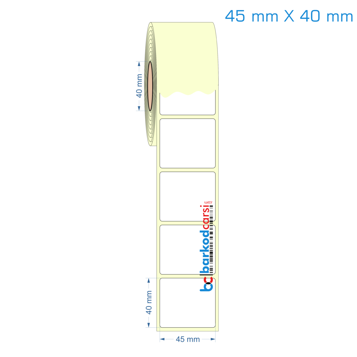 45X40 Mm Hazır Rulo Barkod Etiketi (Yapışkanlı) Kuşe / Vellum / Termal Etiket Fiyatı 45X40 Mm Etiket (Kuşe, Vellum, Eko / Lamine Termal) Fiyatları