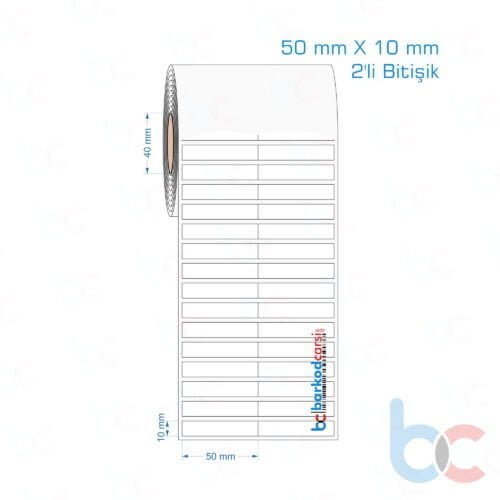 50x10 mm 2'li Bitişik Opak / Mat PP, Fastyre Etiket (Fiyatları)