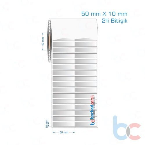 50x10 mm 2'li Bitişik Silvermat Etiket (Fiyatı)