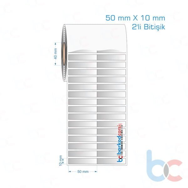 50x10 mm 2'li Bitişik Silvermat Etiket (Fiyatı)