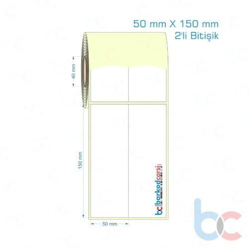 50x150 mm 2'li Bitişik Etiket (Kuşe, Vellum, Eko / Lamine Termal) Fiyatları