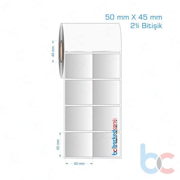 50x45 mm 2'li Bitişik Silvermat Etiket (Fiyatı)
