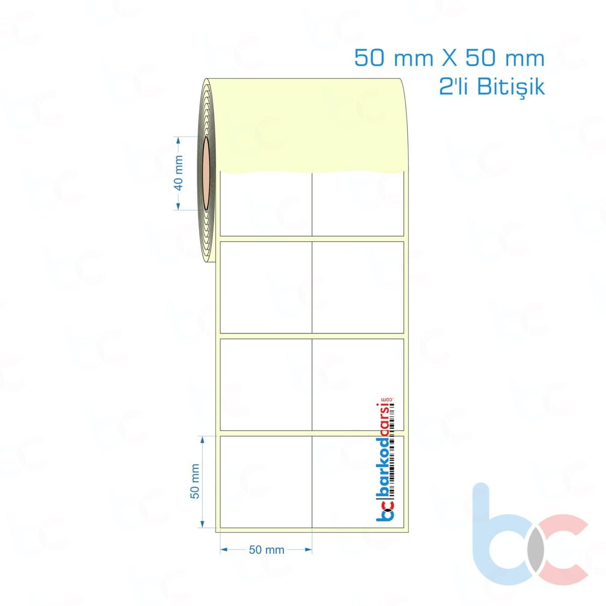 50X50 Mm 2'Li Bitişik Hazır Rulo Barkod Etiketi (Yapışkanlı) Kuşe / Vellum / Termal Etiket Fiyatı 50X50 Mm 2'Li Bitişik Etiket (Kuşe, Vellum, Eko / Lamine Termal) Fiyatları