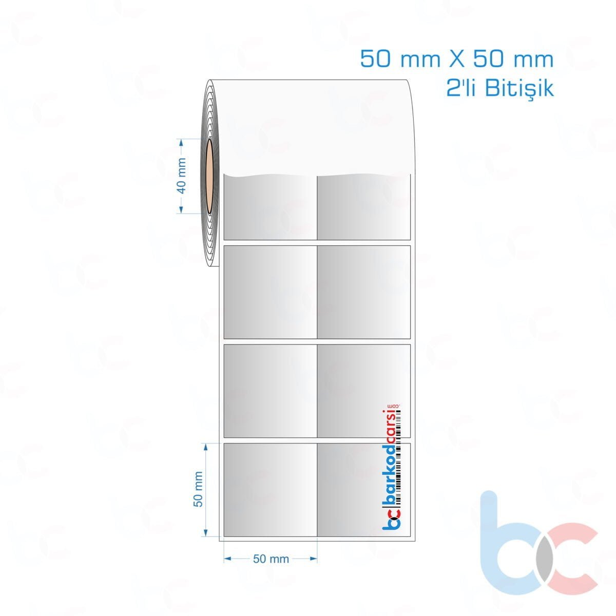 50X50 Mm 2'Li Bitişik Hazır Rulo Gri Alüminyum Renkli Silvermat Etiket 50X50 Mm 2'Li Bitişik Silvermat Etiket (Fiyatı)