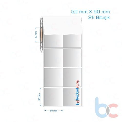 50x50 mm 2'li Bitişik Silvermat Etiket (Fiyatı)