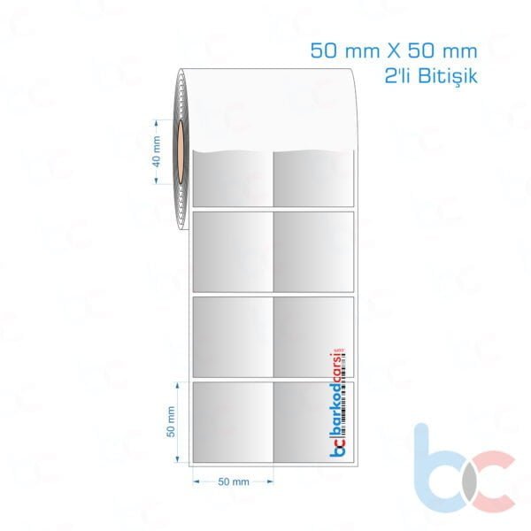 50x50 mm 2'li Bitişik Silvermat Etiket (Fiyatı)