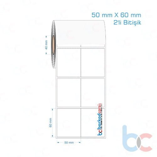 50x60 mm 2'li Bitişik Opak / Mat PP, Fastyre Etiket (Fiyatları)